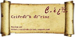 Czifrák Írisz névjegykártya